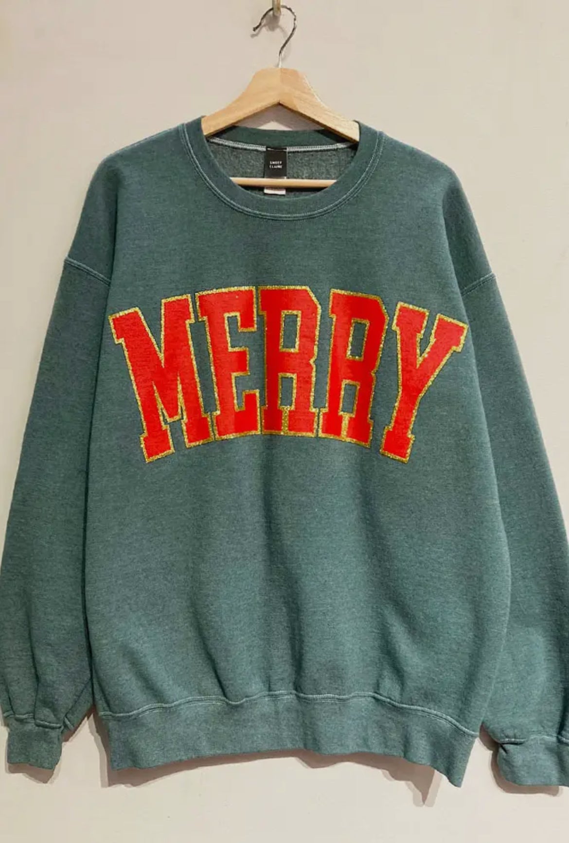 Merry Pink Green and Red Glitter Sweatshirt