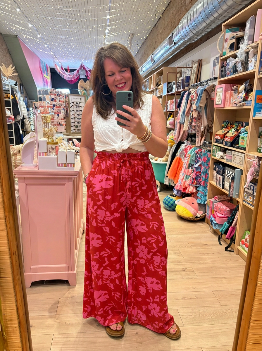 Wide Leg Floral Pants