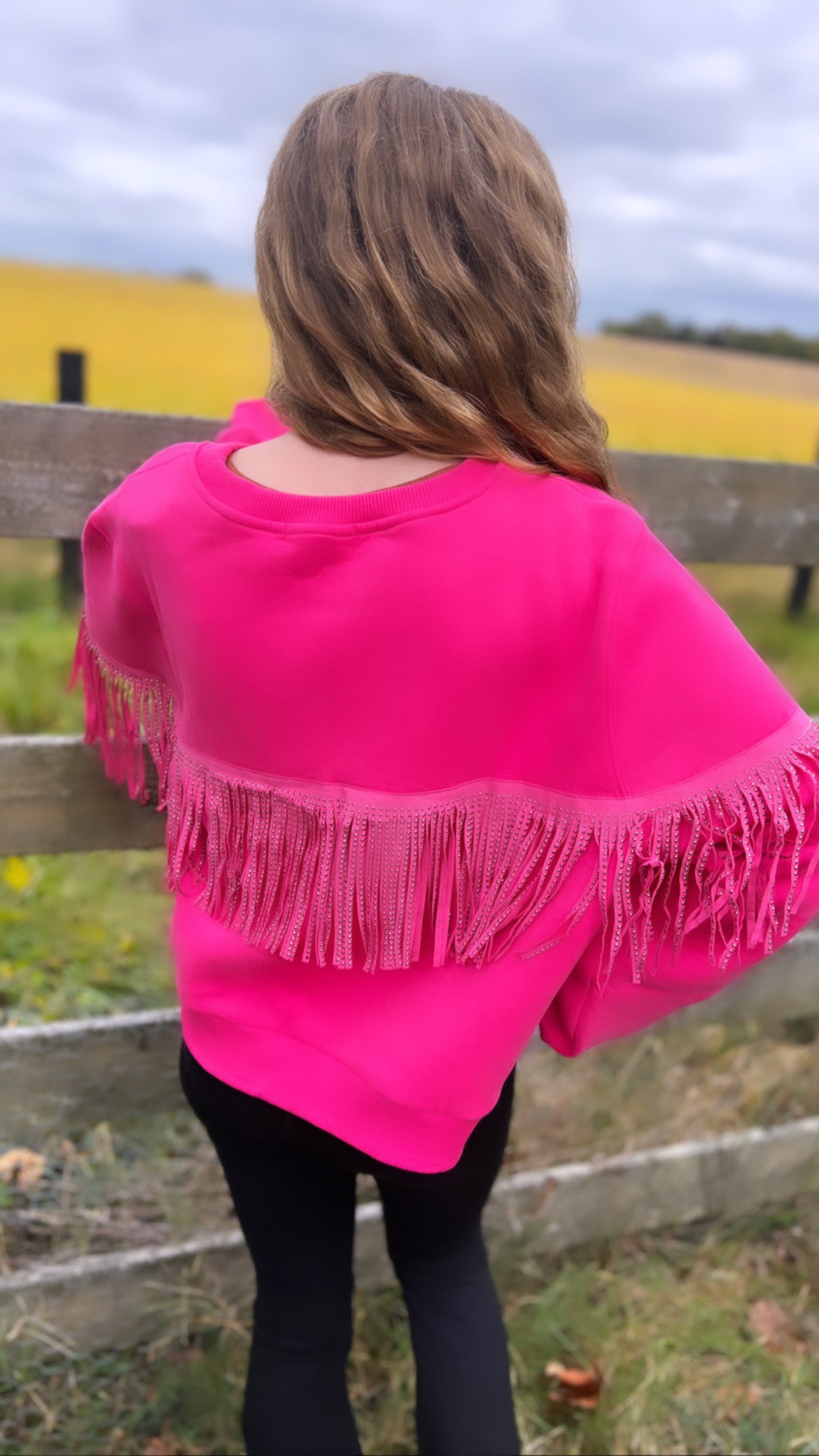 Fringe Sweatshirt Hot Pink