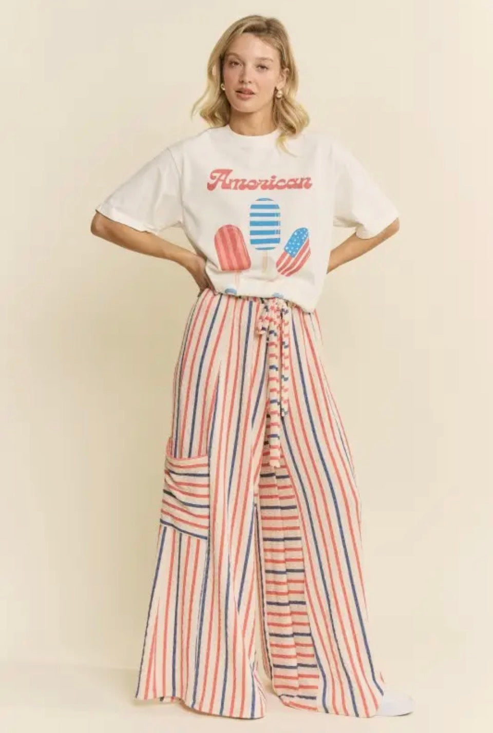 Red White and Blue Wide Leg Pants