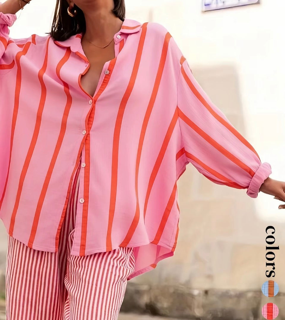 Striped Button Down Orange/Pink