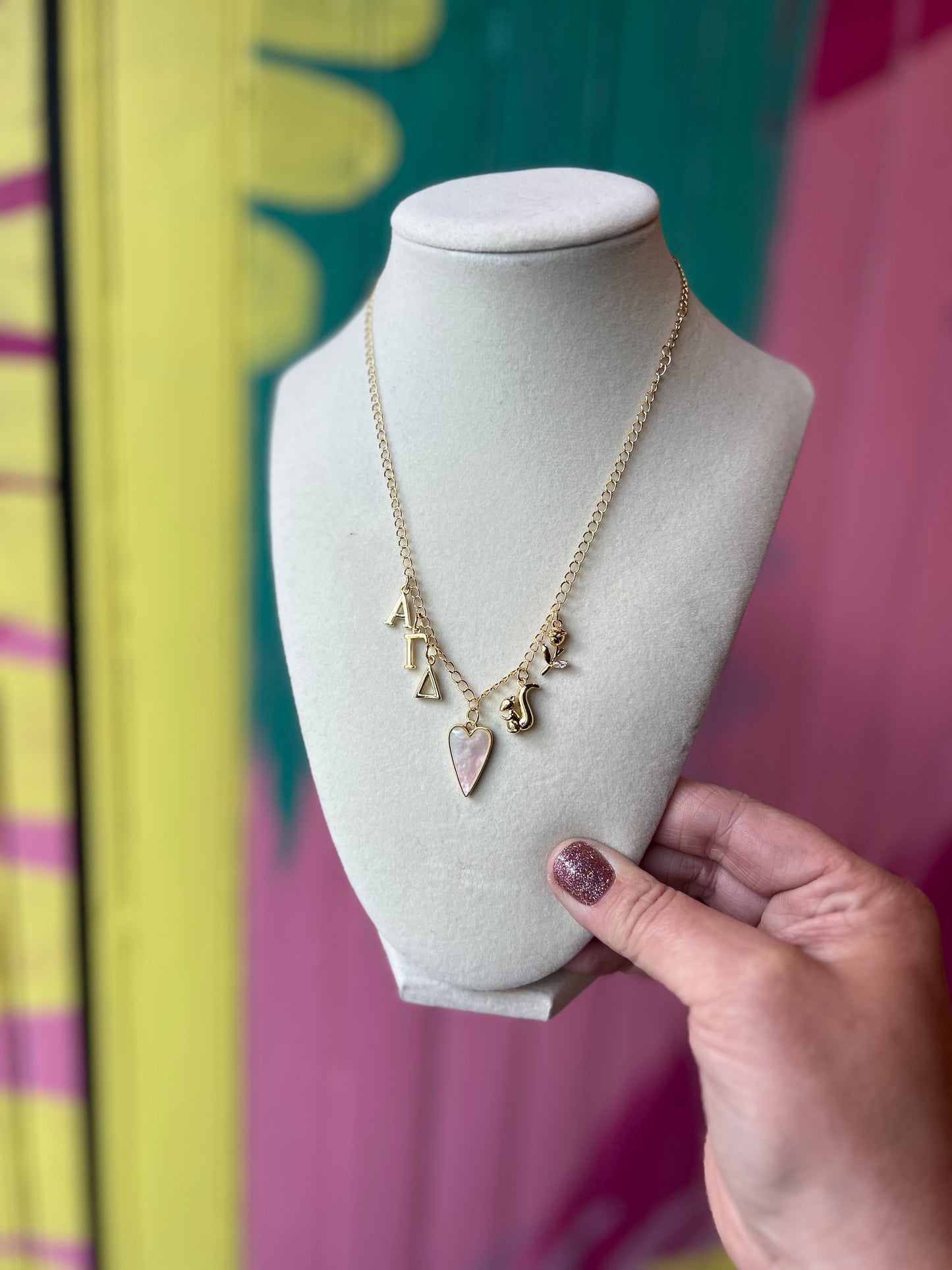 Alpha Gamma Delta Charm Necklace