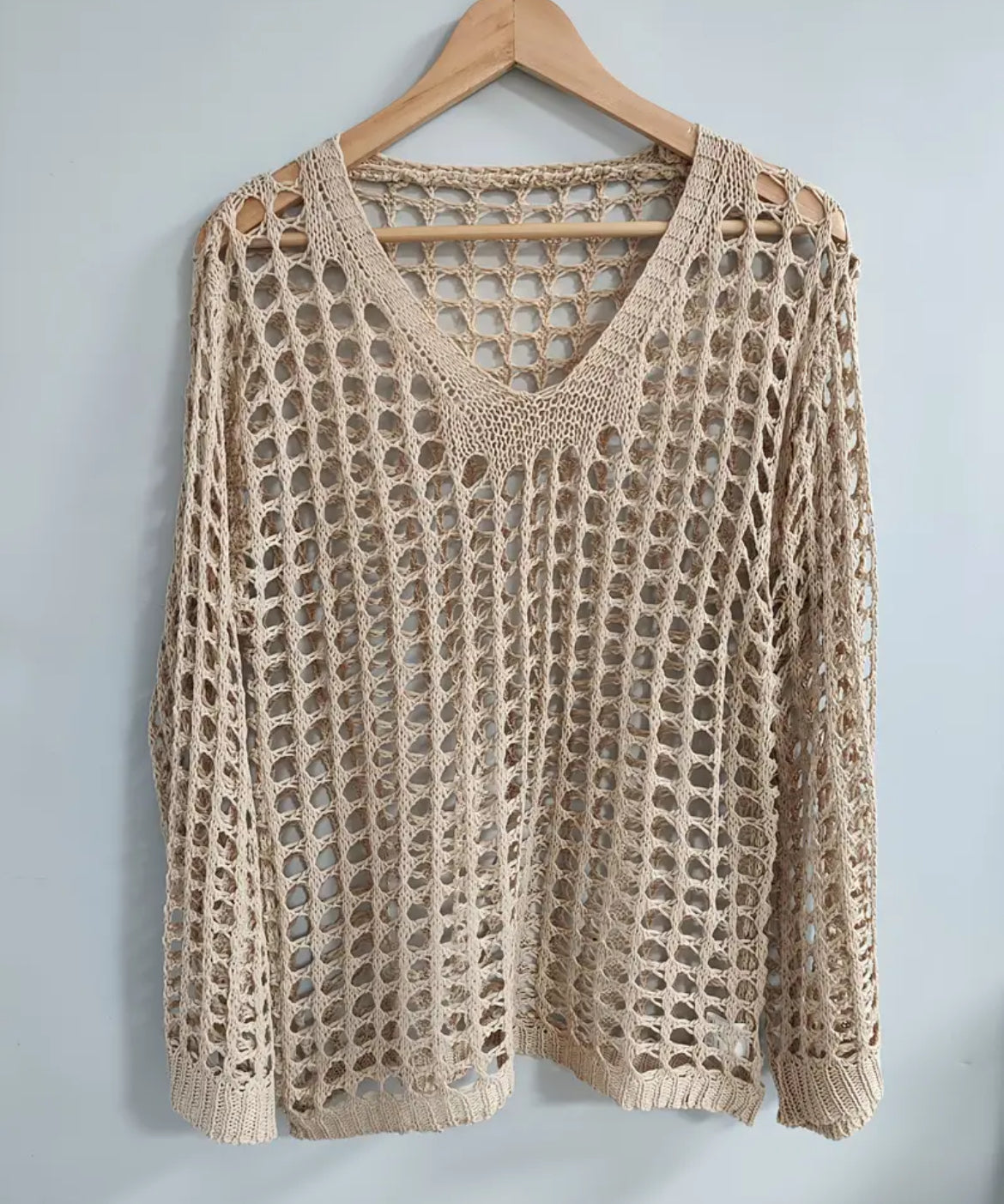 Khaki Crochet Sweater