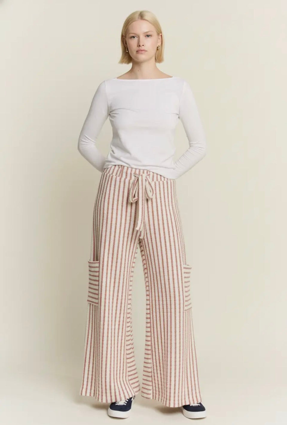 Striped Wide Leg Pants Pink