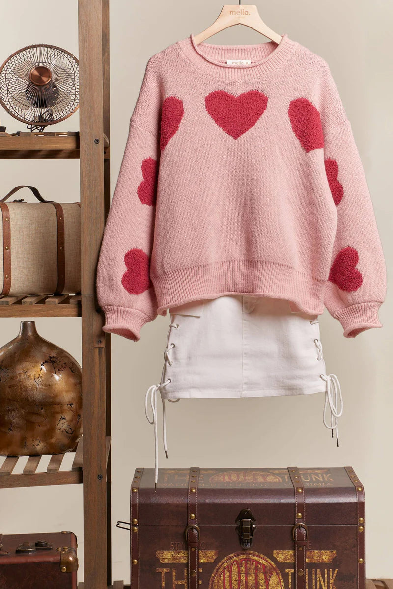 Heart Patched Loose Sweater