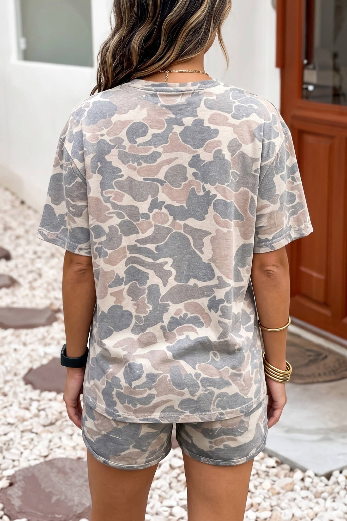 LDC JESUS LOVES YOU Camouflage Print Shot Two Piece Set: Multicolour / L