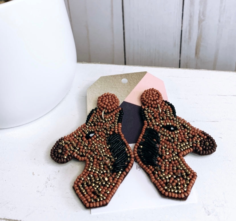 Horse Seed Bead Earrings