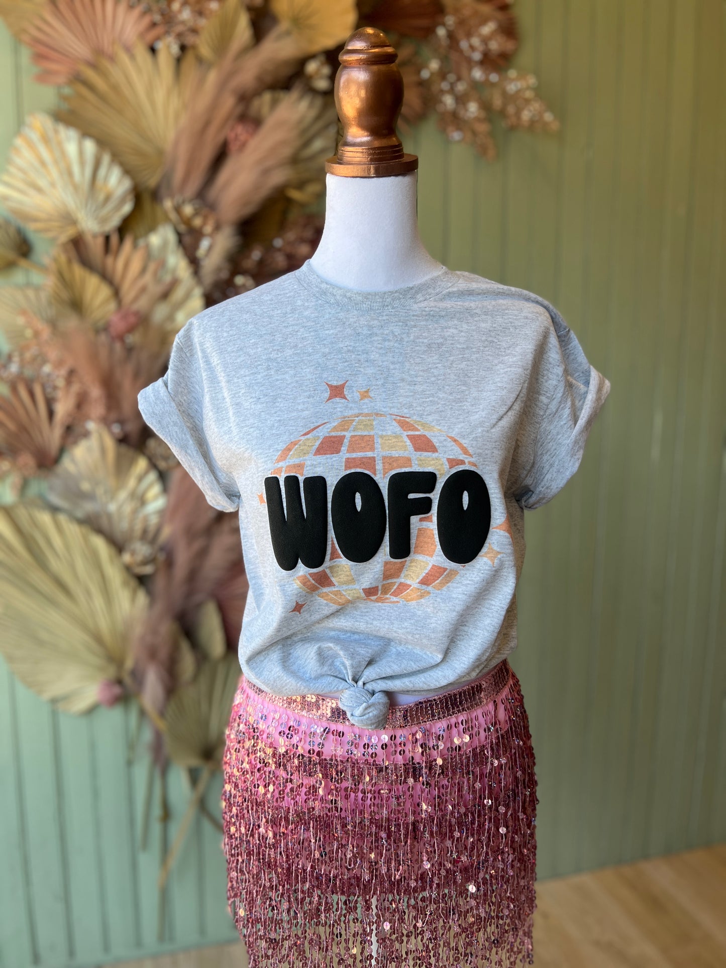 WOFO Disco Ball Gray Puffy Sweatshirt