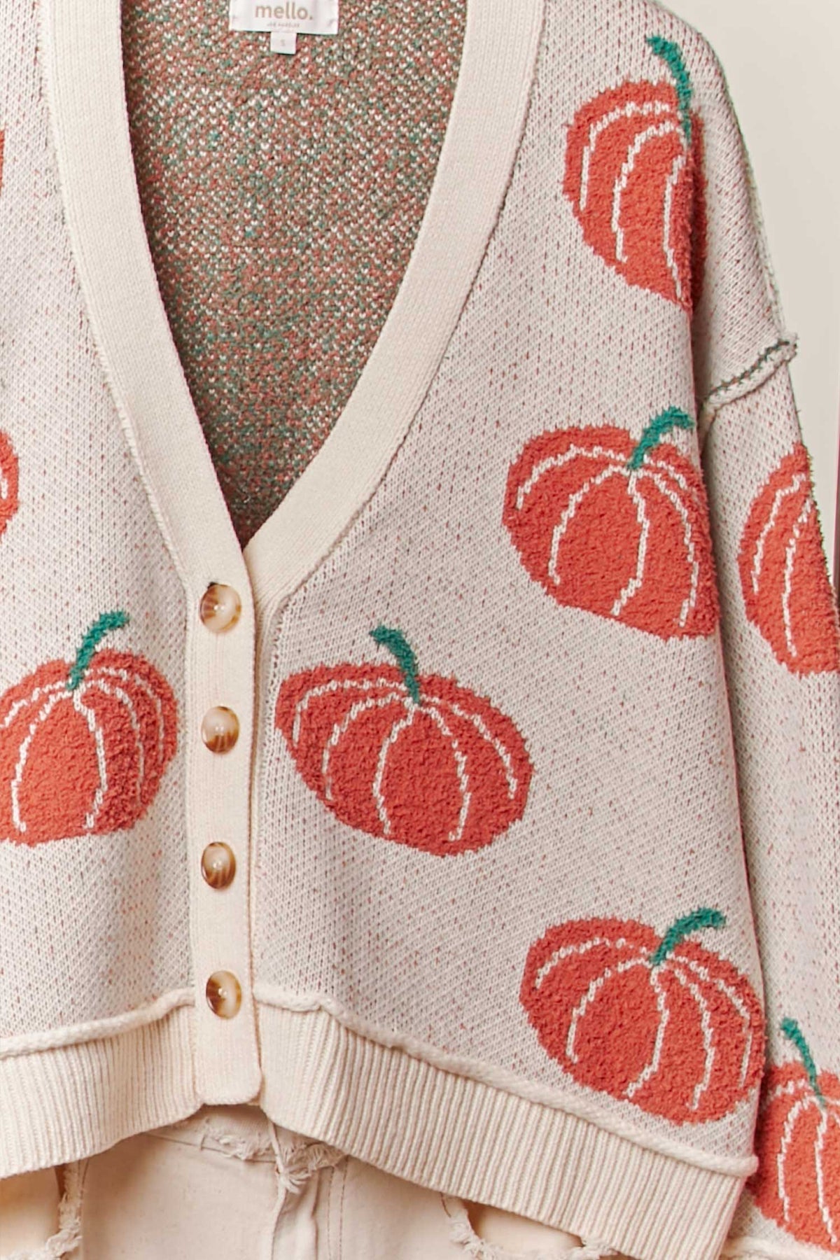 Pumkin Button V Neck Knit Cardigans