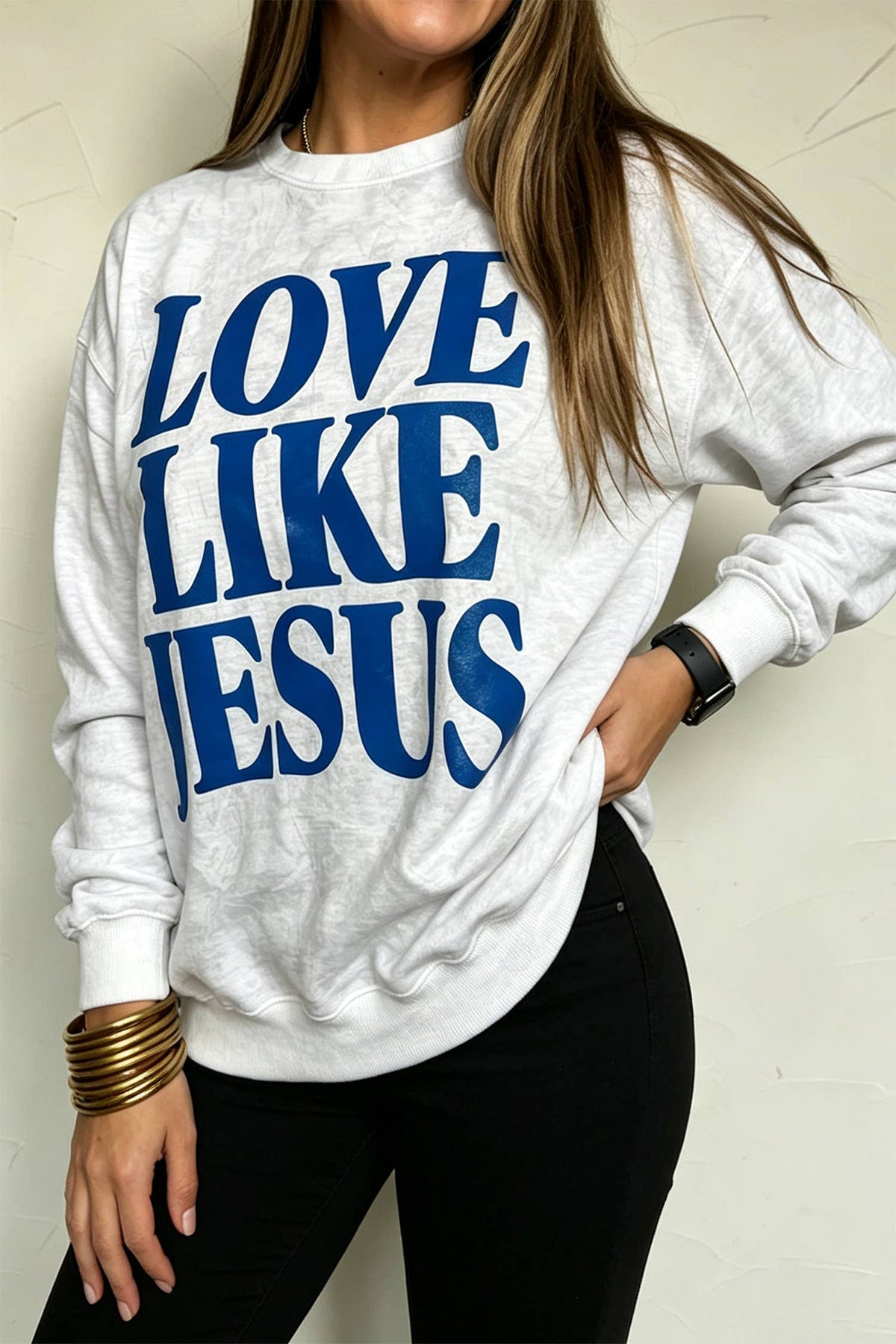 Love Like Jesus Camo Print Pullover Sweatshirt