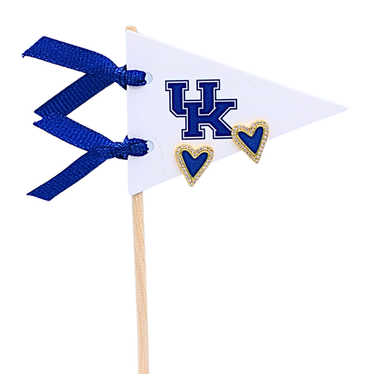 University of Kentucky Heart Studs on Logo Pennant Flag