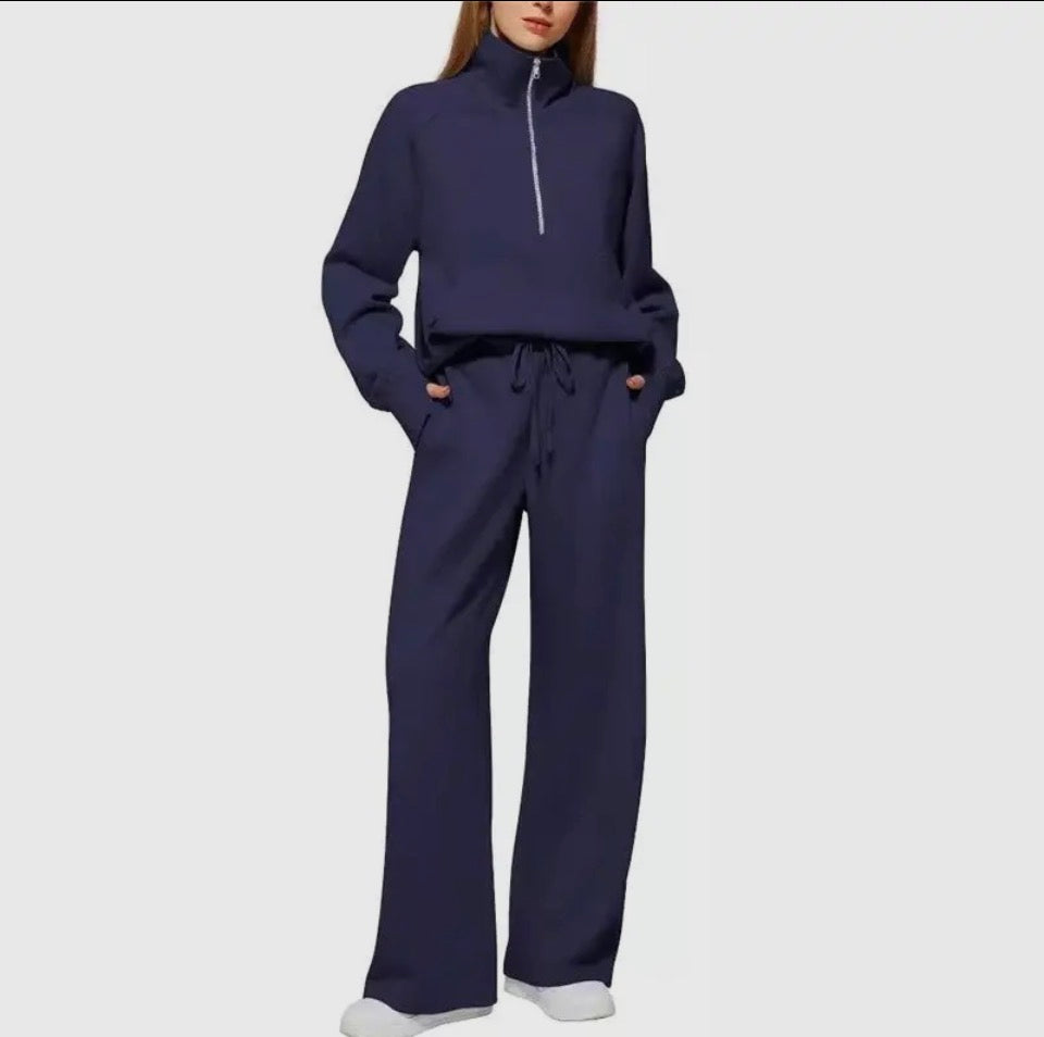 Navy Half Zip Jogger Set