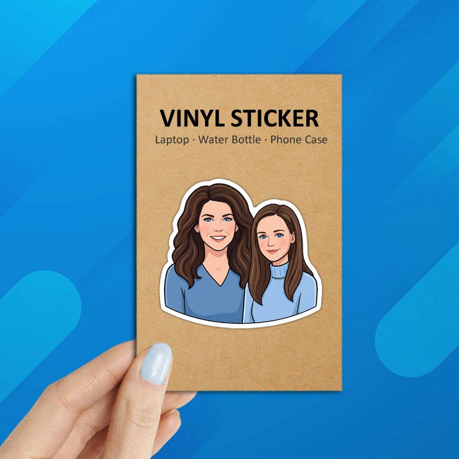 Gilmore Girls Inspired Lorelai & Rory Laptop Sticker: Packaged