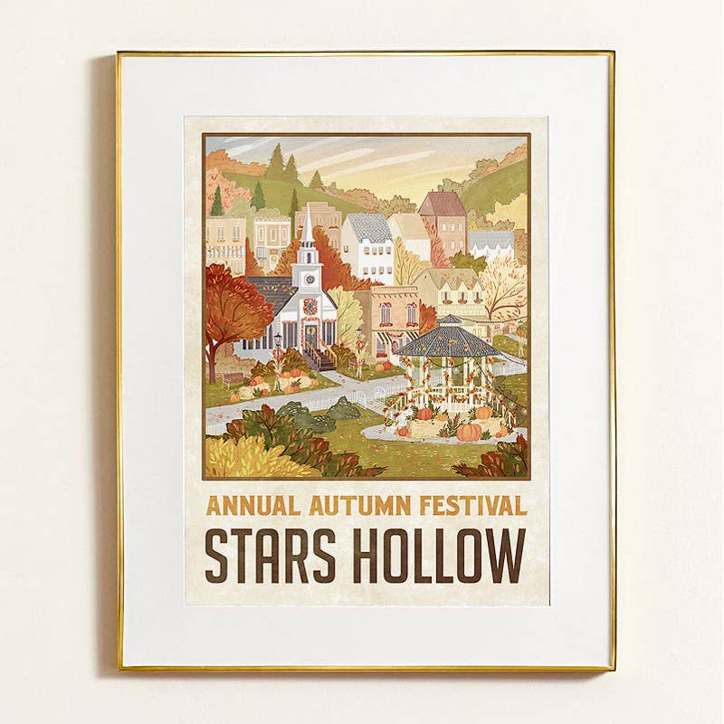 Stars Hollow "Autumn Festival" Travel Poster (for Gilmore Girls fans): 11 x 17" inches