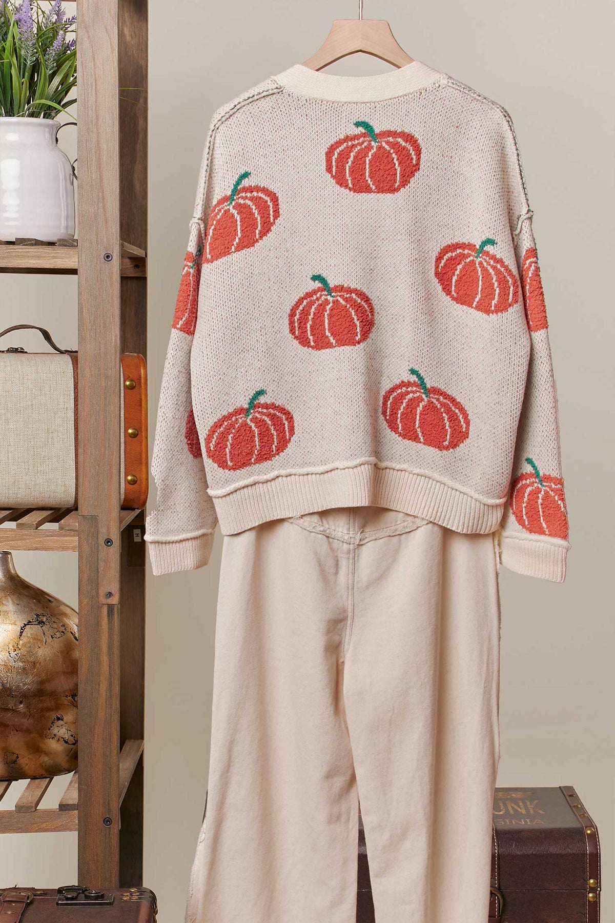 Pumkin Button V Neck Knit Cardigans