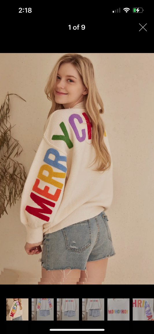 PREORDER Oversized Multi Color Christmas Sweater