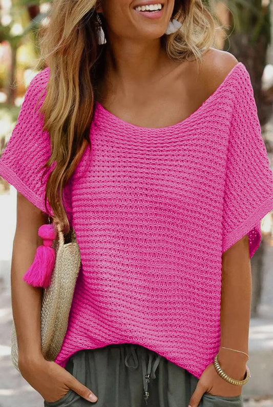 Loose Pink Woven Sweater