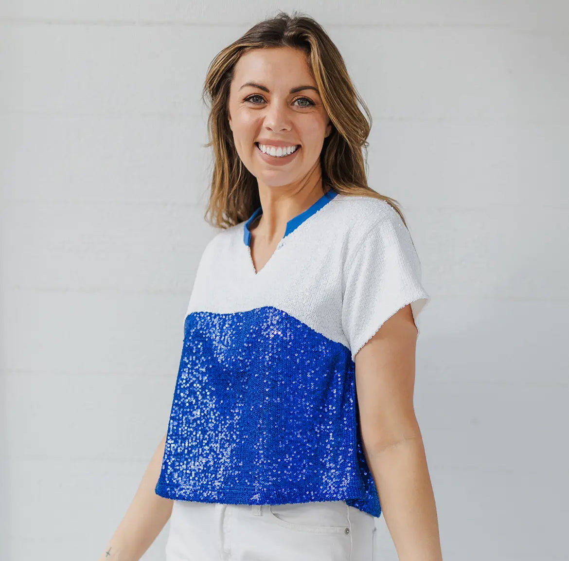 Mary Square Sequin Top