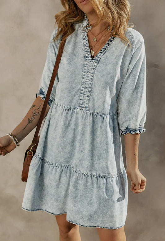 Denim Tiered Dress