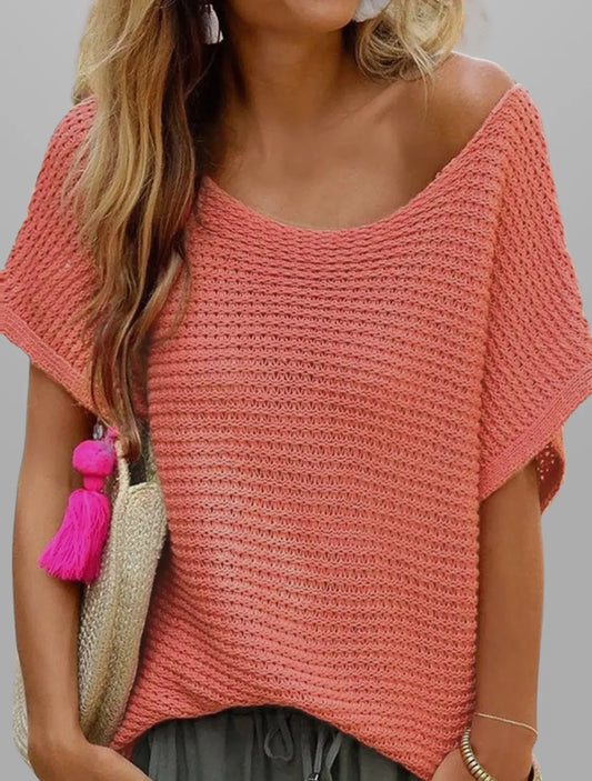 Coral Crochet Knitted Top
