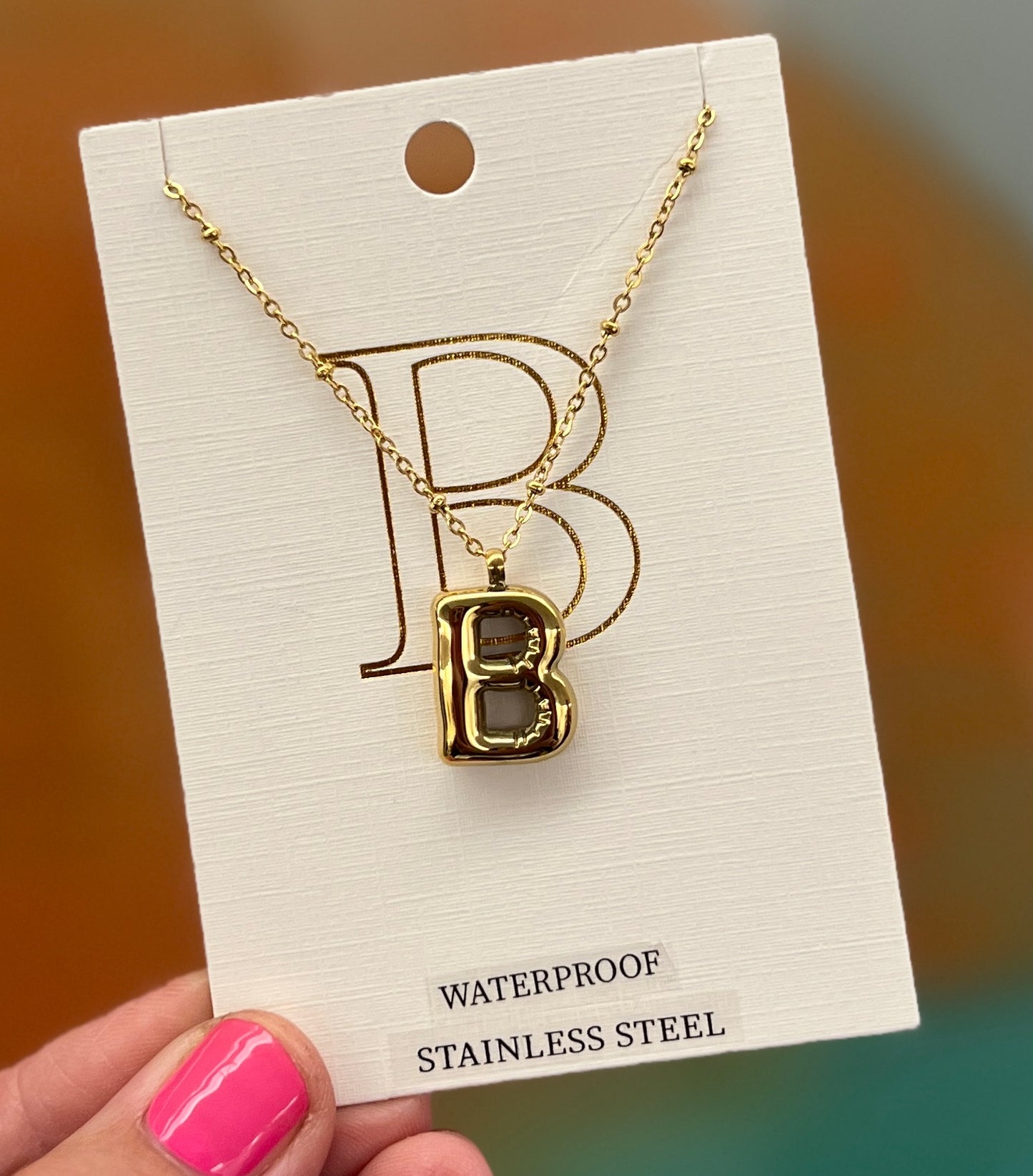 Gold Bubble Letter Necklace