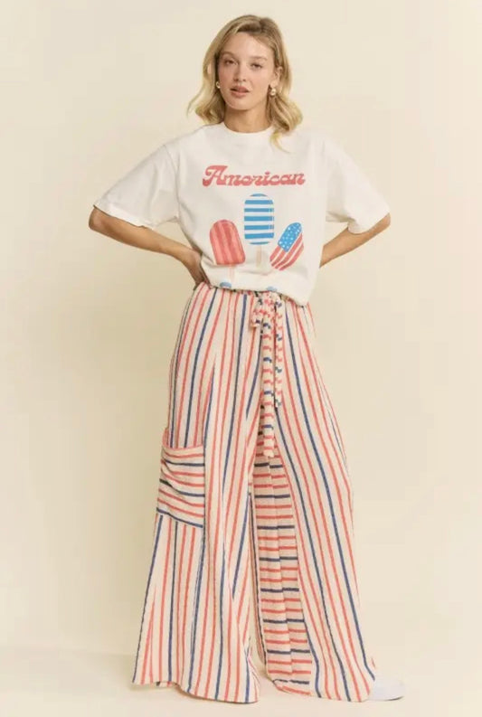 Red White and Blue Wide Leg Pants