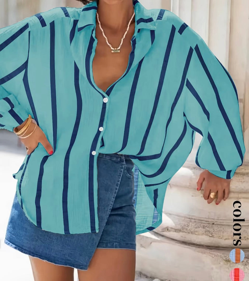 Striped Button Down Blue/Green