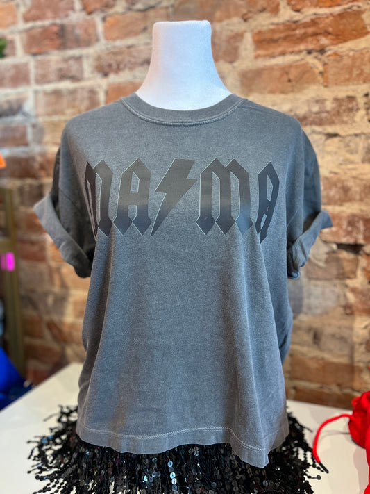 Black on black Mama Cropped Shirt