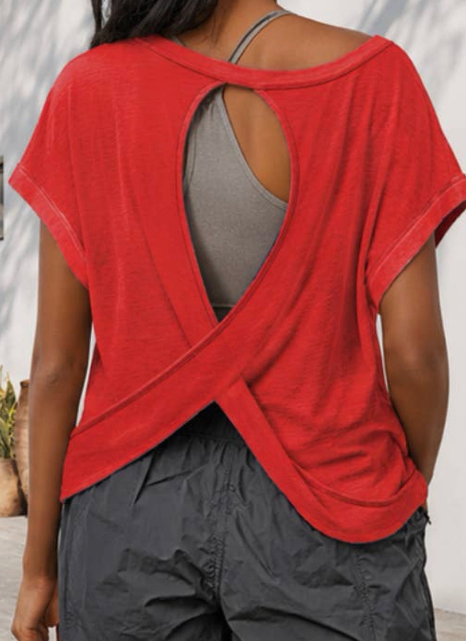 Red Cross-Back Shirt