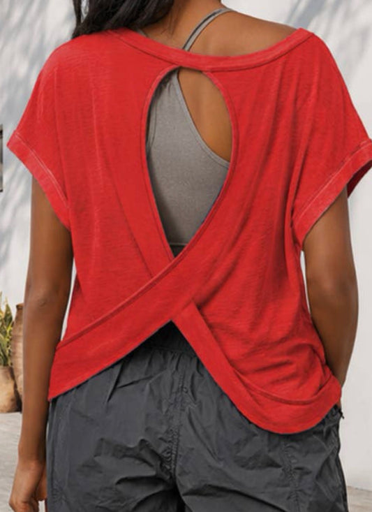 Red Cross-Back Shirt
