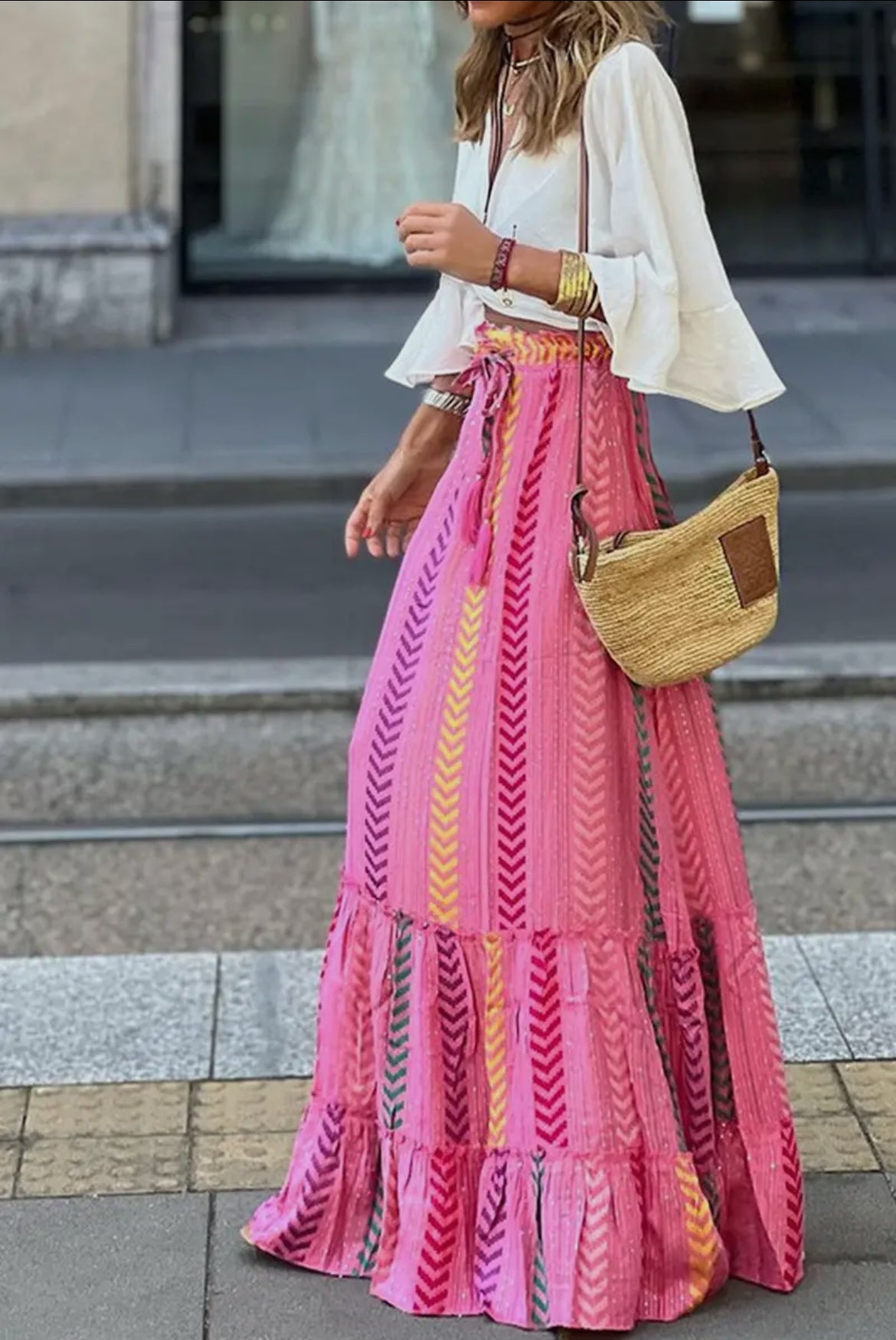 Patterned Maxi Skirt