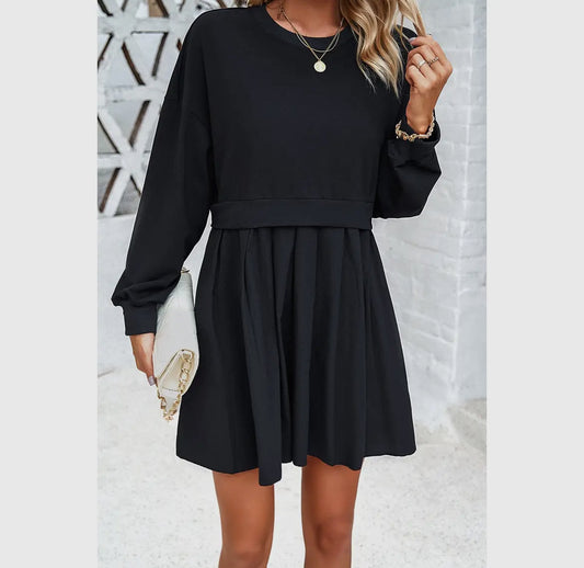Faux Layered Sweatshirt Dress