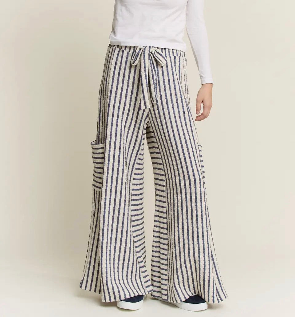 Striped Wide Leg Pants Blue