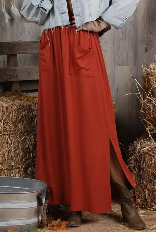 Rust Skirt with Pockets