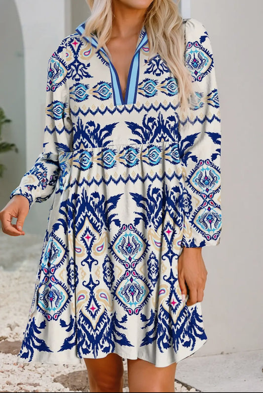Blue Printed Dress