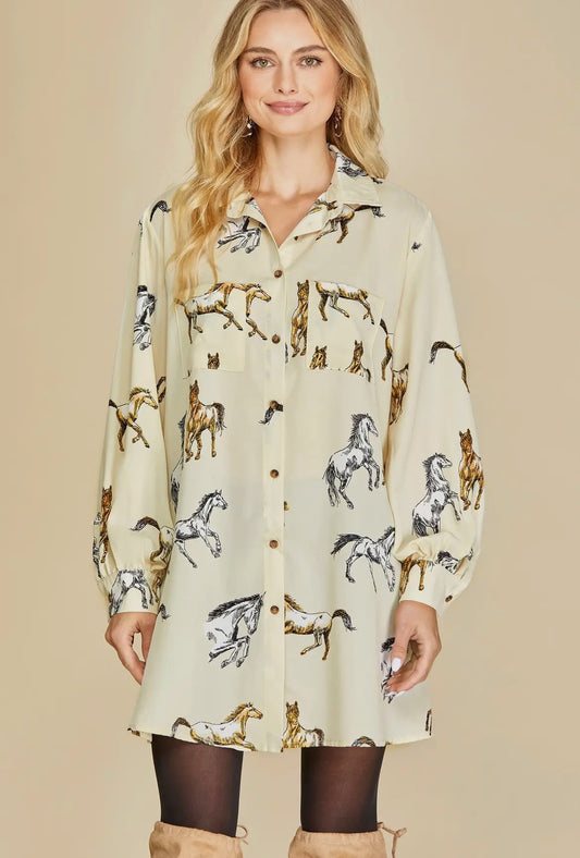 Long Sleeve Horse Print Tunic