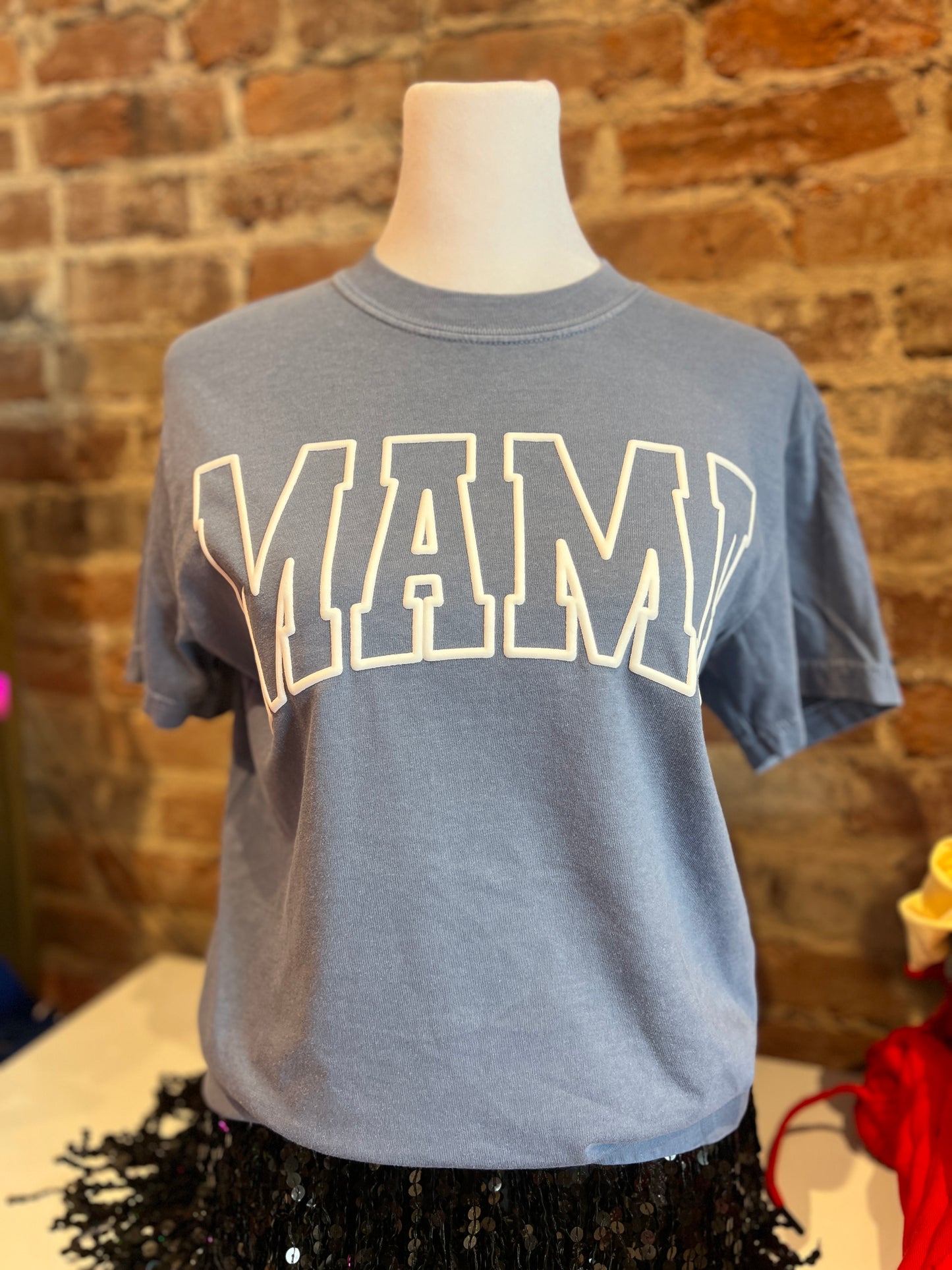 Blue Stonewashed Mama Tee