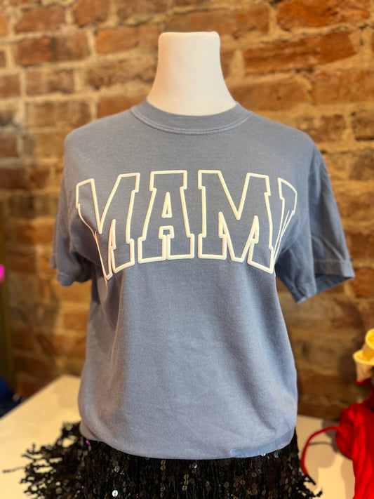 Blue Stonewashed Mama Tee