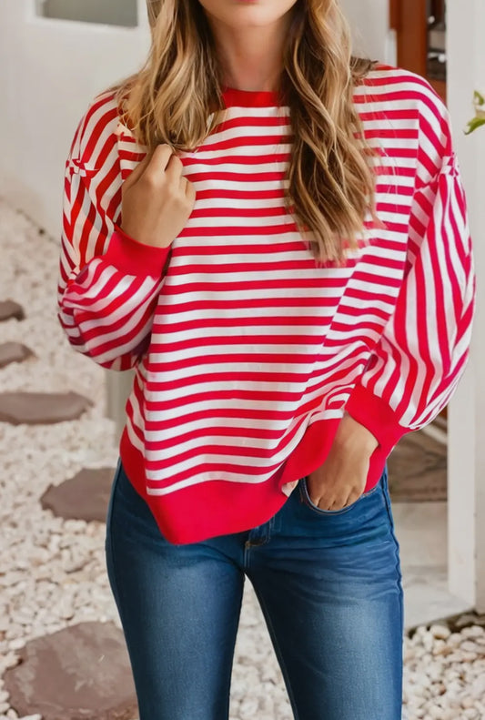 Red and White Striped Top