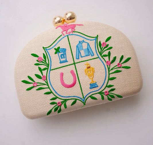 Embroidered Derby Clutch
