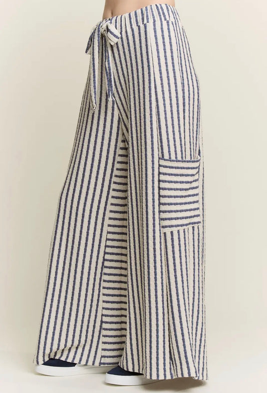 Striped Wide Leg Pants Blue