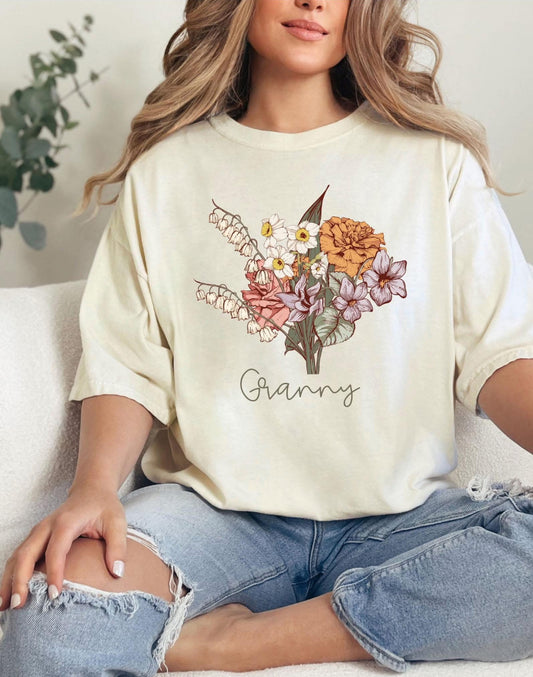 Mother’s Day Custom Bouquet T-Shirt in Ivory