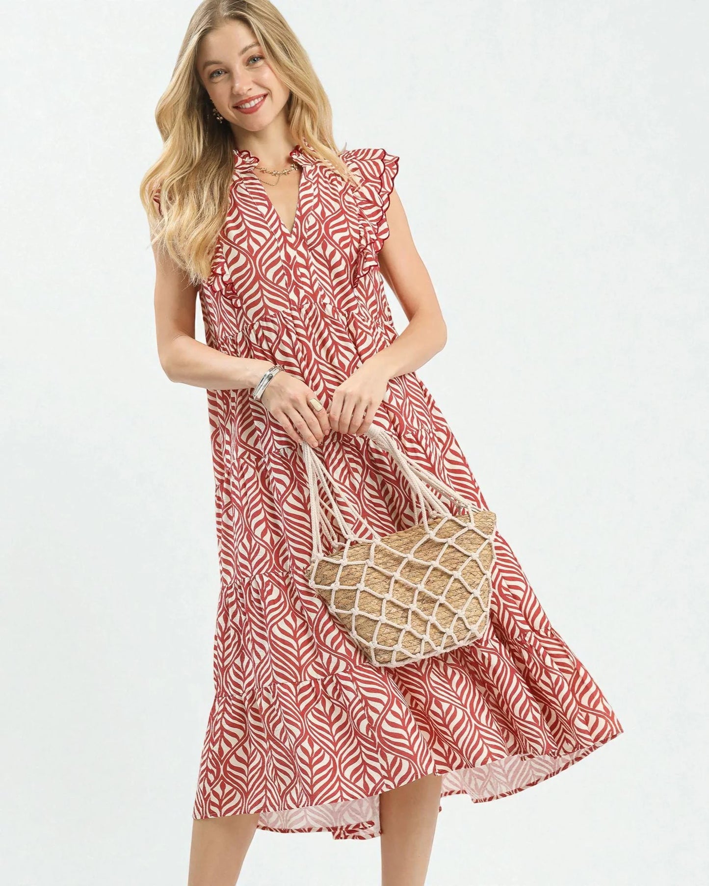 Tiered Leafy Maxi Dress