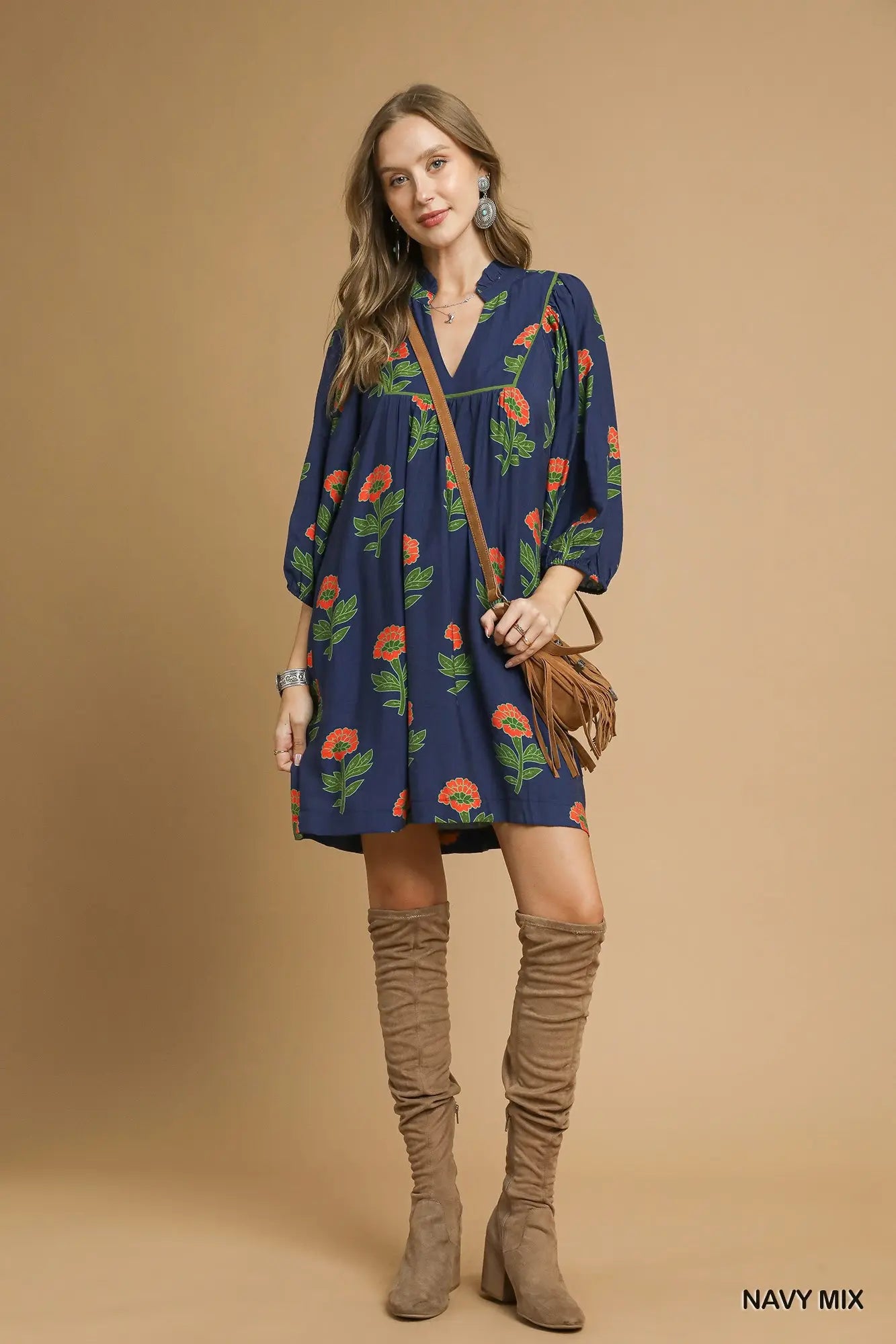 Umgee Floral Print Dress