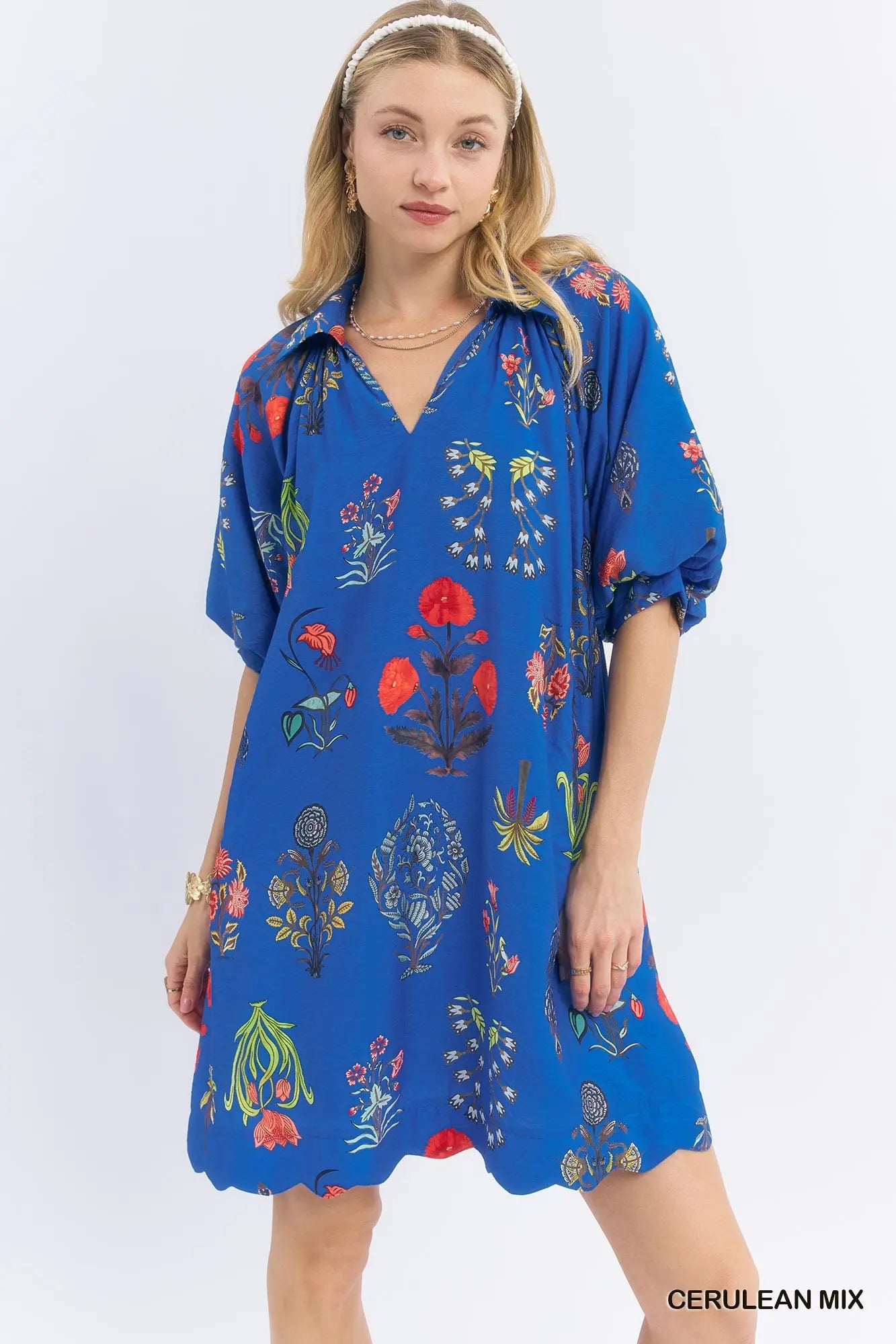 Umgee Floral Print Mini Dress