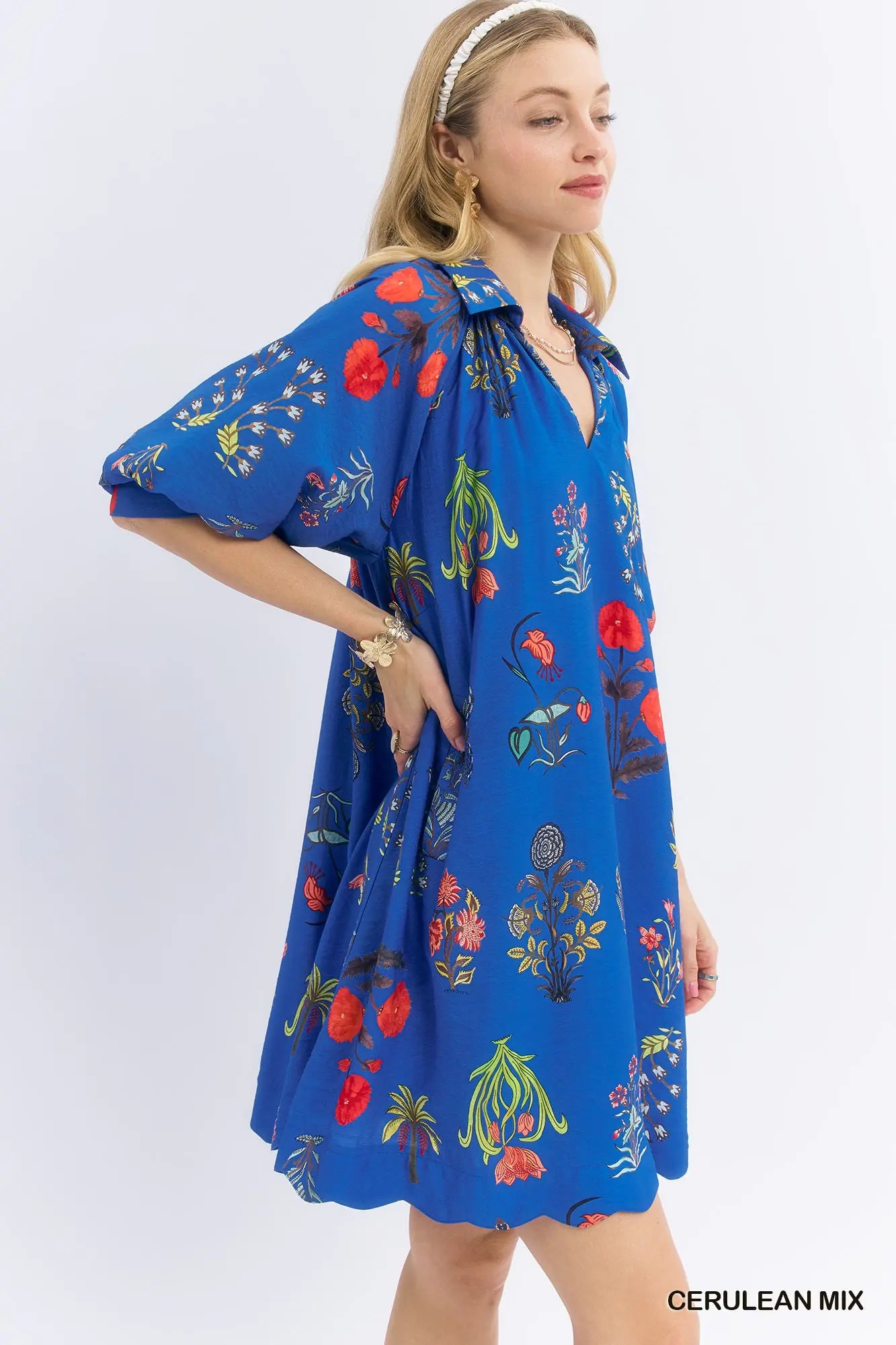 Umgee Floral Print Mini Dress