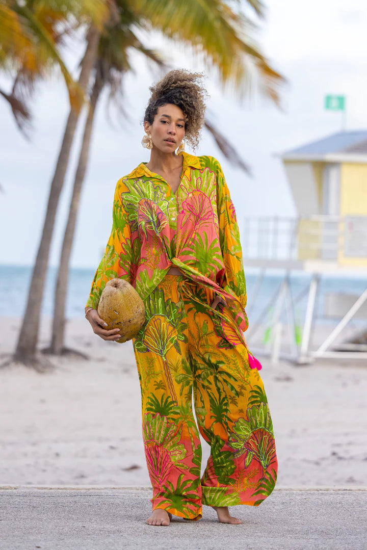 Tropical Blouse and Pants Set  (one size)
