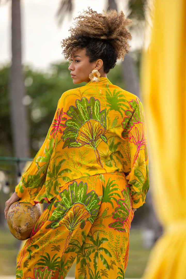 Tropical Blouse and Pants Set  (one size)