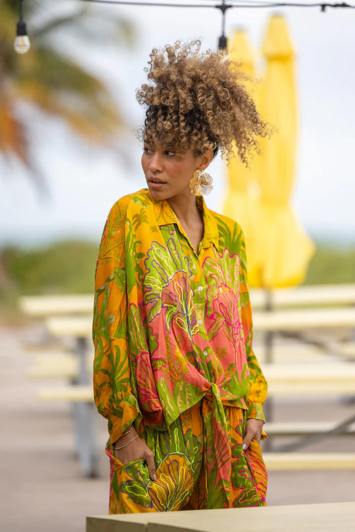 Tropical Blouse and Pants Set  (one size)