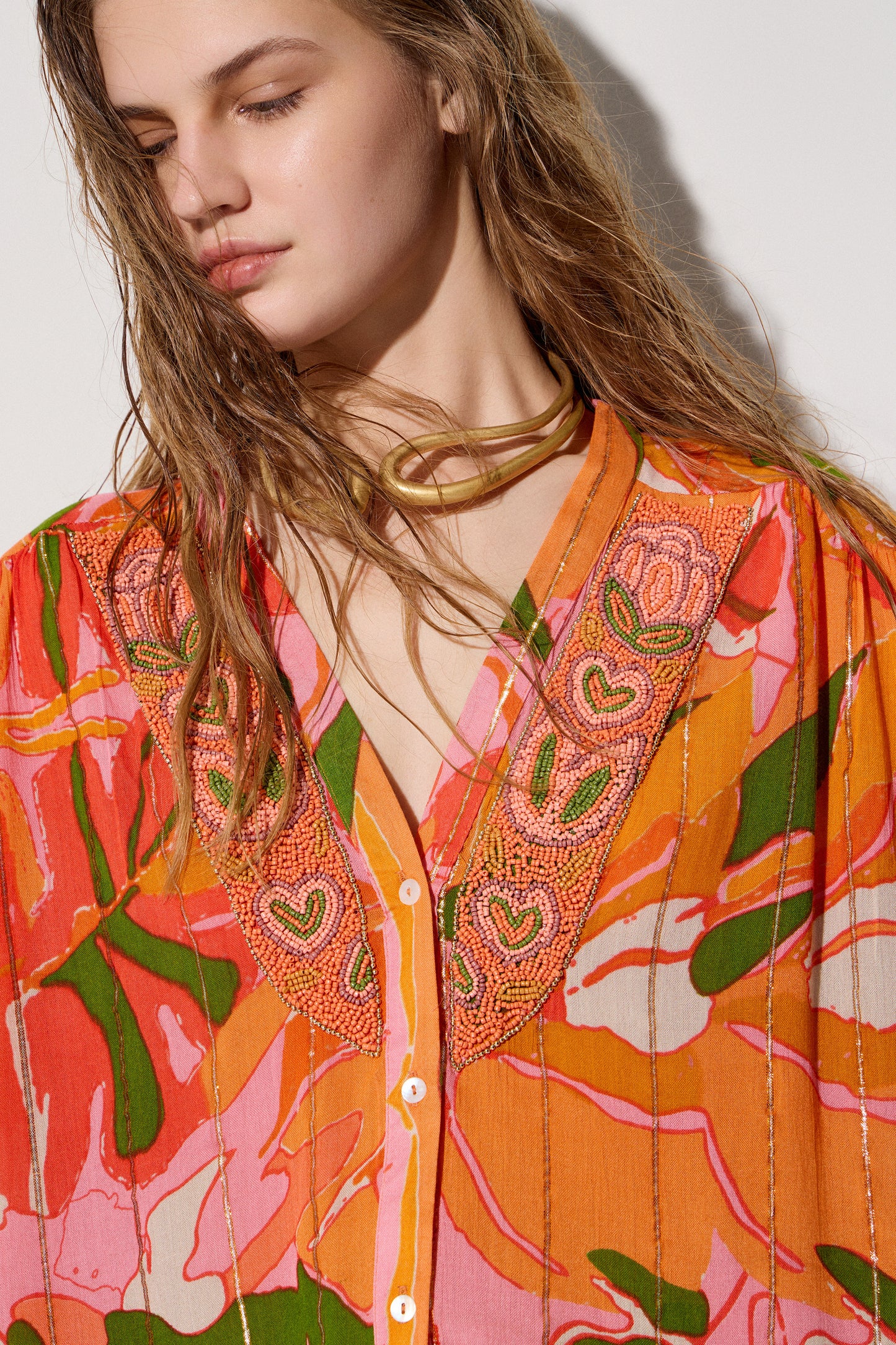 Tropical Beaded Kaftan (one size)